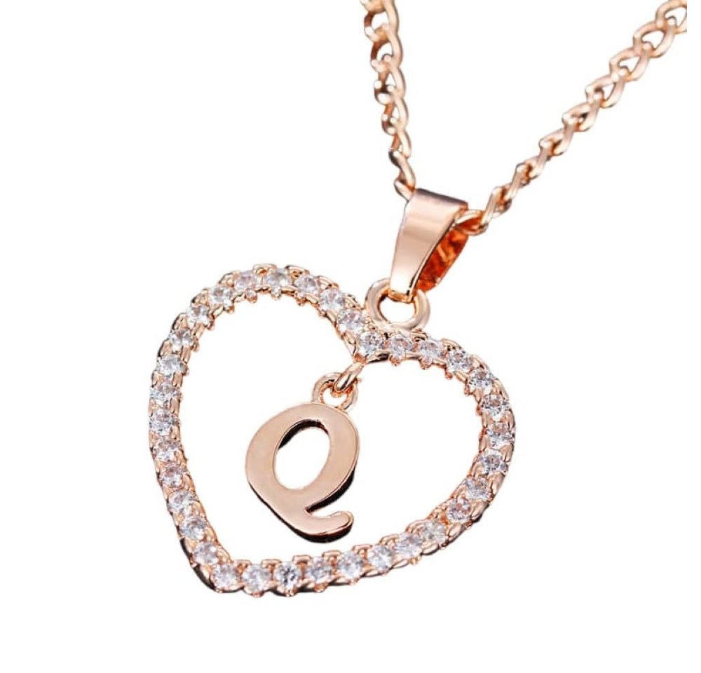 BUNGSA Ketten-Set Kette Buchstaben Herz Rosegold aus Alloy Damen (1-tlg), Halskette Necklace von BUNGSA