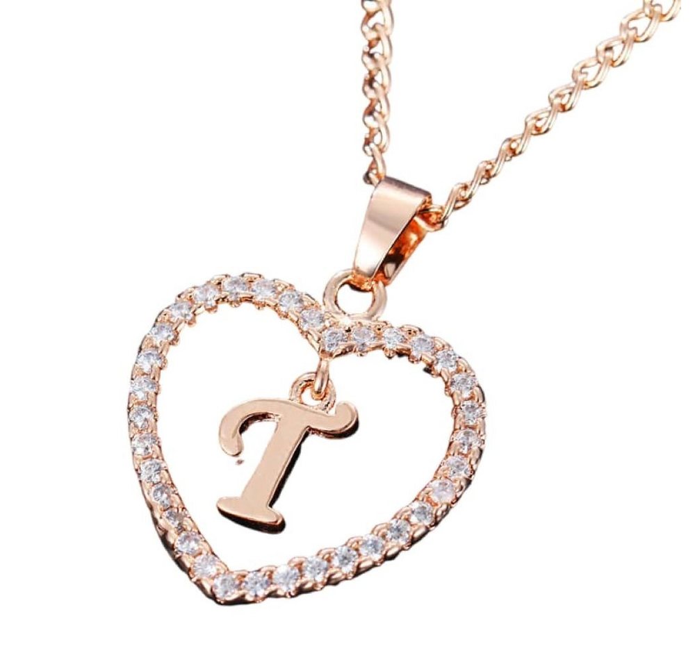 BUNGSA Ketten-Set Kette Buchstaben Herz Rosegold aus Alloy Damen (1-tlg), Halskette Necklace von BUNGSA