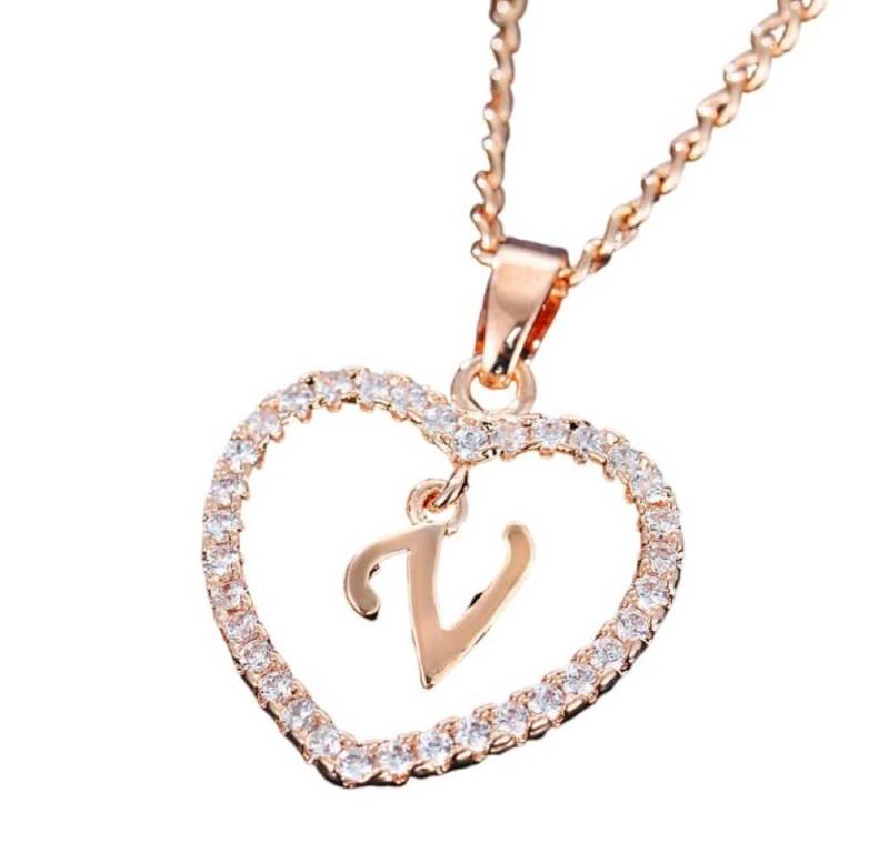 BUNGSA Ketten-Set Kette Buchstaben Herz Rosegold aus Alloy Damen (1-tlg), Halskette Necklace von BUNGSA