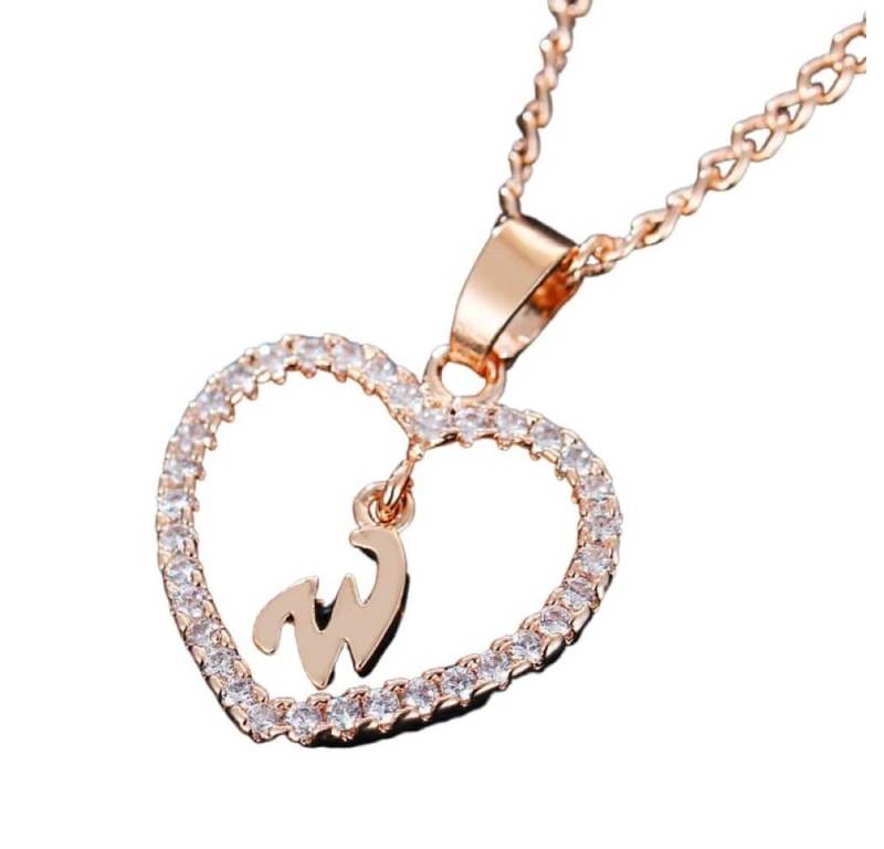 BUNGSA Ketten-Set Kette Buchstaben Herz Rosegold aus Alloy Damen (1-tlg), Halskette Necklace von BUNGSA