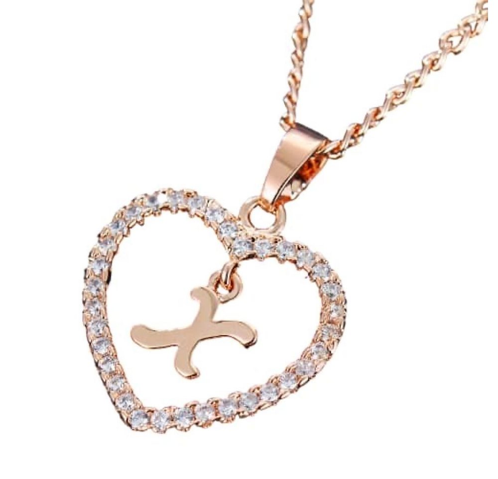 BUNGSA Ketten-Set Kette Buchstaben Herz Rosegold aus Alloy Damen (1-tlg), Halskette Necklace von BUNGSA