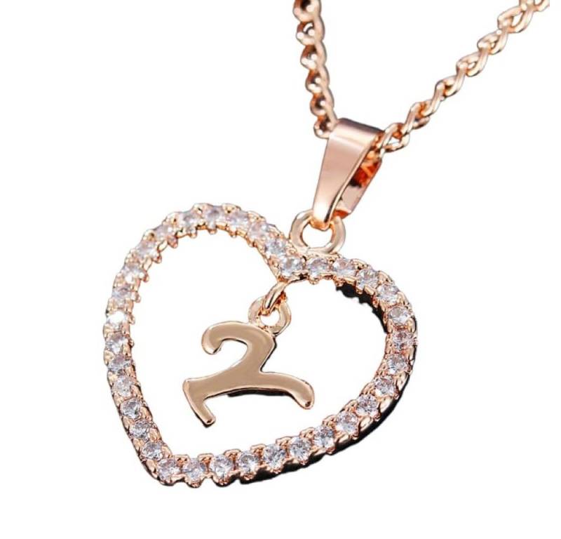 BUNGSA Ketten-Set Kette Buchstaben Herz Rosegold aus Alloy Damen (1-tlg), Halskette Necklace von BUNGSA