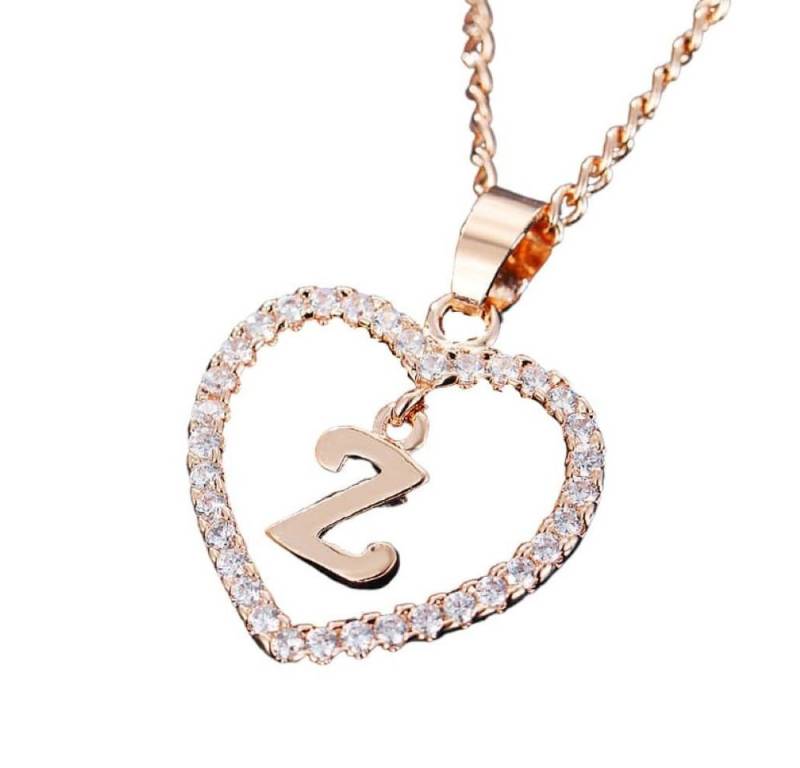 BUNGSA Ketten-Set Kette Buchstaben Herz Rosegold aus Alloy Damen (1-tlg), Halskette Necklace von BUNGSA