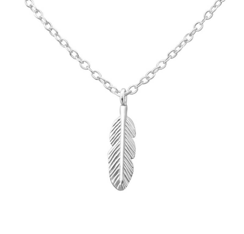 BUNGSA Kette mit Anhänger Kette Feder aus 925 Silber Damen (1-tlg), Halskette Necklace von BUNGSA