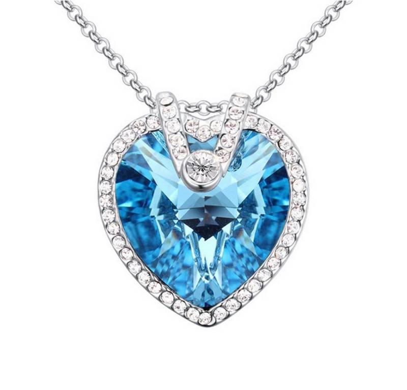 BUNGSA Ketten-Set Kette Herz Kristall Silber aus Messing für Damen (1-tlg), Halskette Necklace von BUNGSA