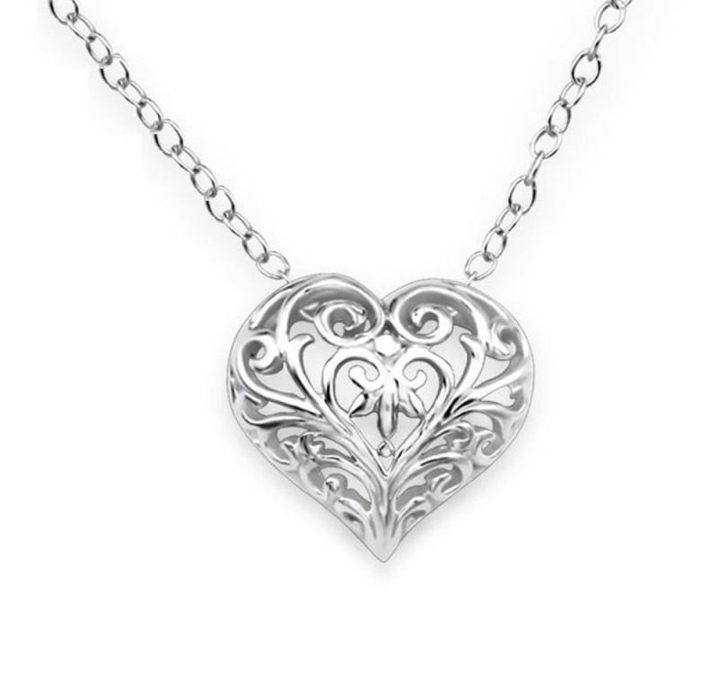BUNGSA Ketten-Set Kette Herz Ornamente aus 925 Silber Damen (1-tlg), Halskette Necklace von BUNGSA