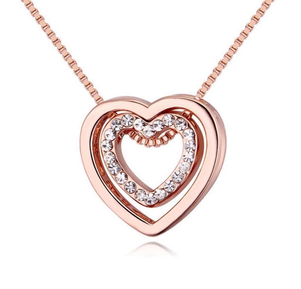 BUNGSA Ketten-Set Kette Herz in Herz Rosegold aus Messing Damen (1-tlg), Halskette Necklace von BUNGSA