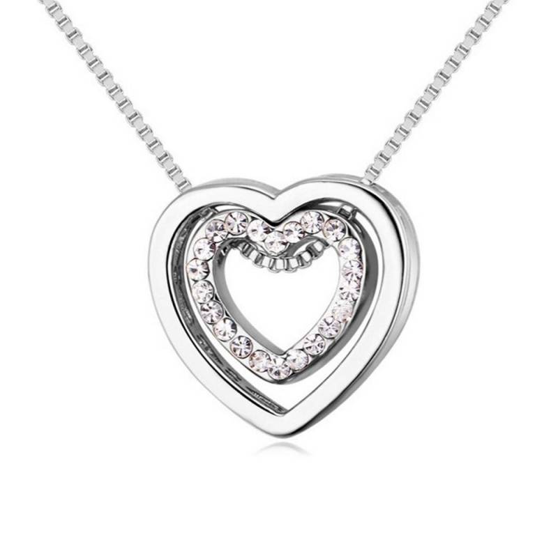 BUNGSA Ketten-Set Kette Herz in Herz Silber aus Messing Damen (1-tlg), Halskette Necklace von BUNGSA