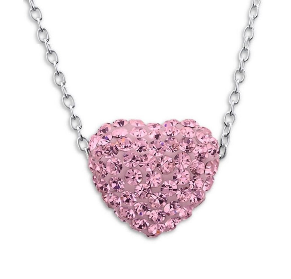 BUNGSA Ketten-Set Kette Herz mit 120 Kristallen aus 925 Silber Damen (1-tlg), Halskette Necklace von BUNGSA