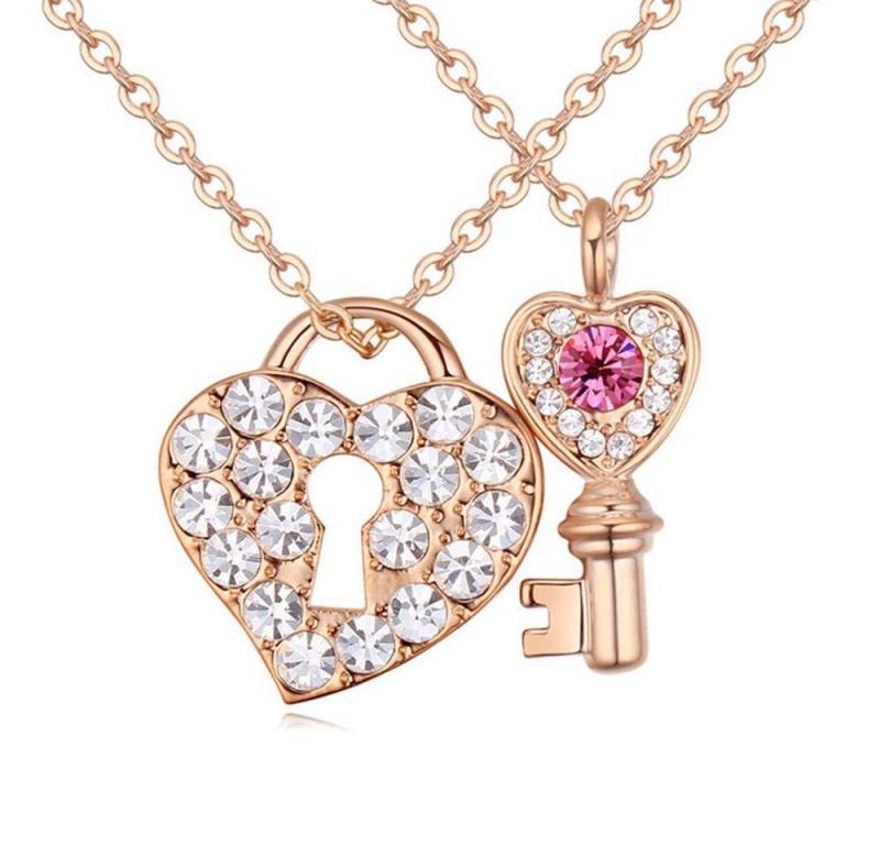 BUNGSA Ketten-Set Kette Key to your Heart Rosegold aus Messing Damen (1-tlg), Halskette Necklace von BUNGSA