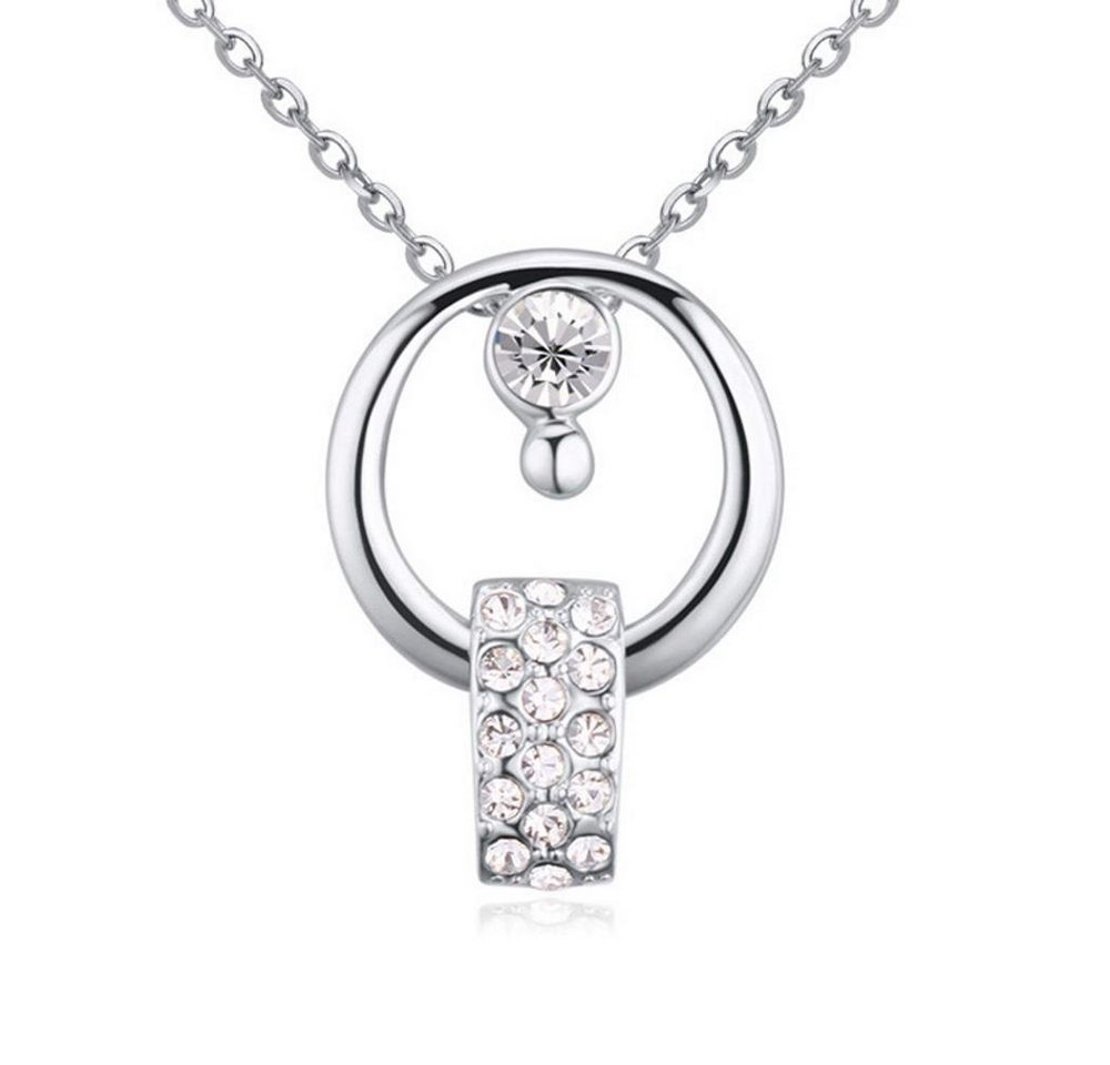 BUNGSA Ketten-Set Kette Kristall rund Silber aus Messing Damen (1-tlg), Halskette Necklace von BUNGSA