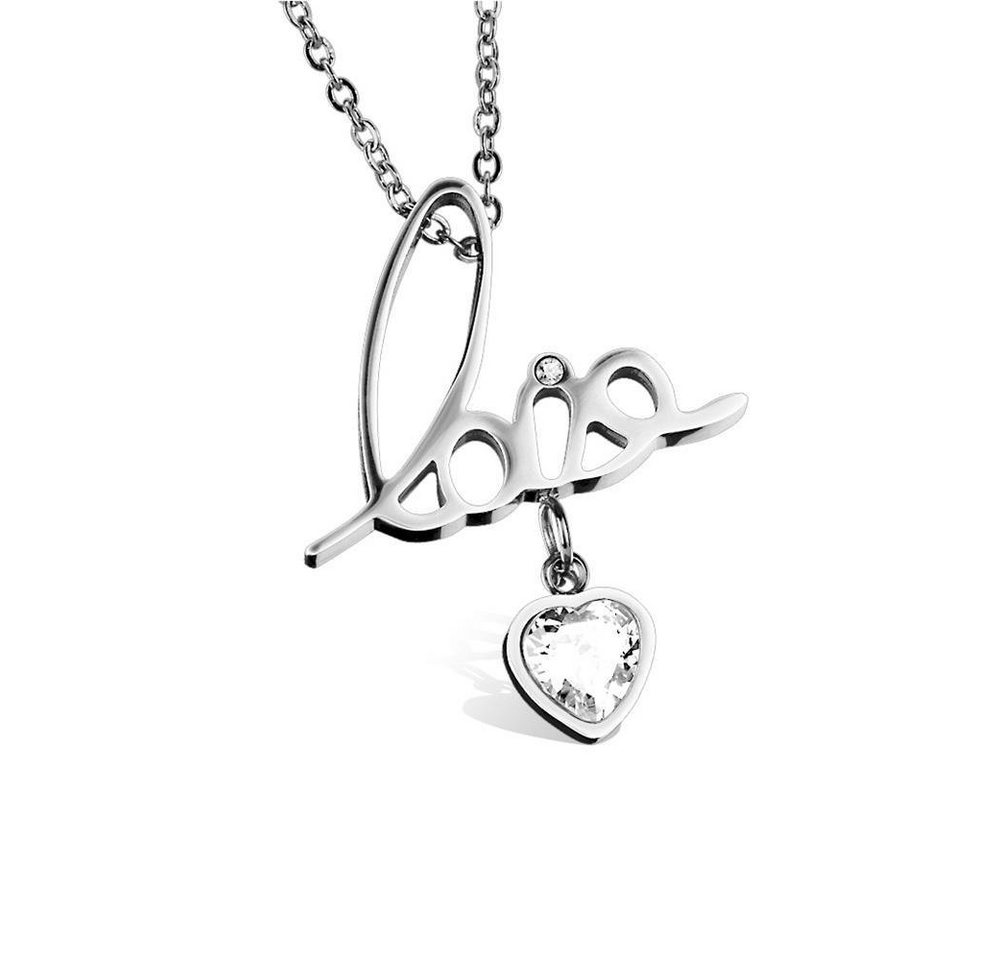 BUNGSA Ketten-Set Kette Liebe mit Herz-Anhänger silber aus Edelstahl Damen (1-tlg), Halskette Necklace von BUNGSA