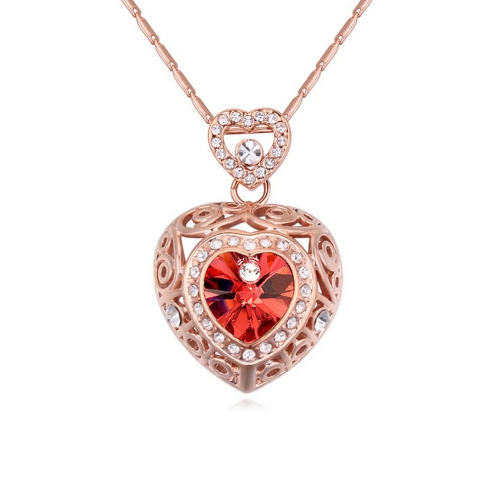 BUNGSA Ketten-Set Kette Red Heart Rosegold aus Messing Damen (1-tlg), Halskette Necklace von BUNGSA