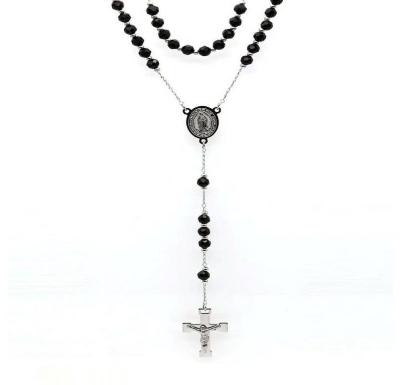 BUNGSA Ketten-Set Kette Rosenkranz silber/schwarz Edelstahl Unisex von BUNGSA