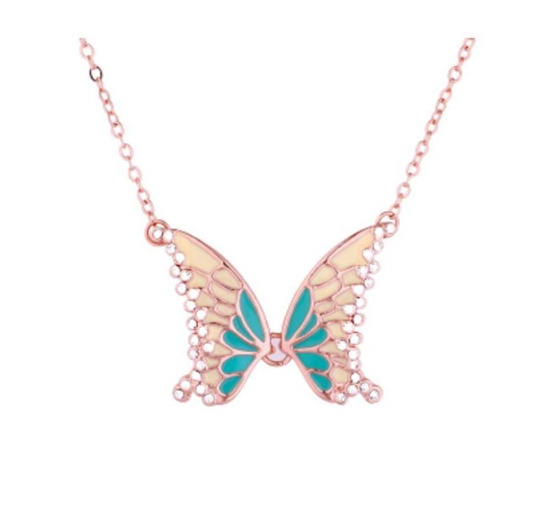 BUNGSA Ketten-Set Kette Schmetterling Rosegold aus Messing Damen (1-tlg), Halskette Necklace von BUNGSA