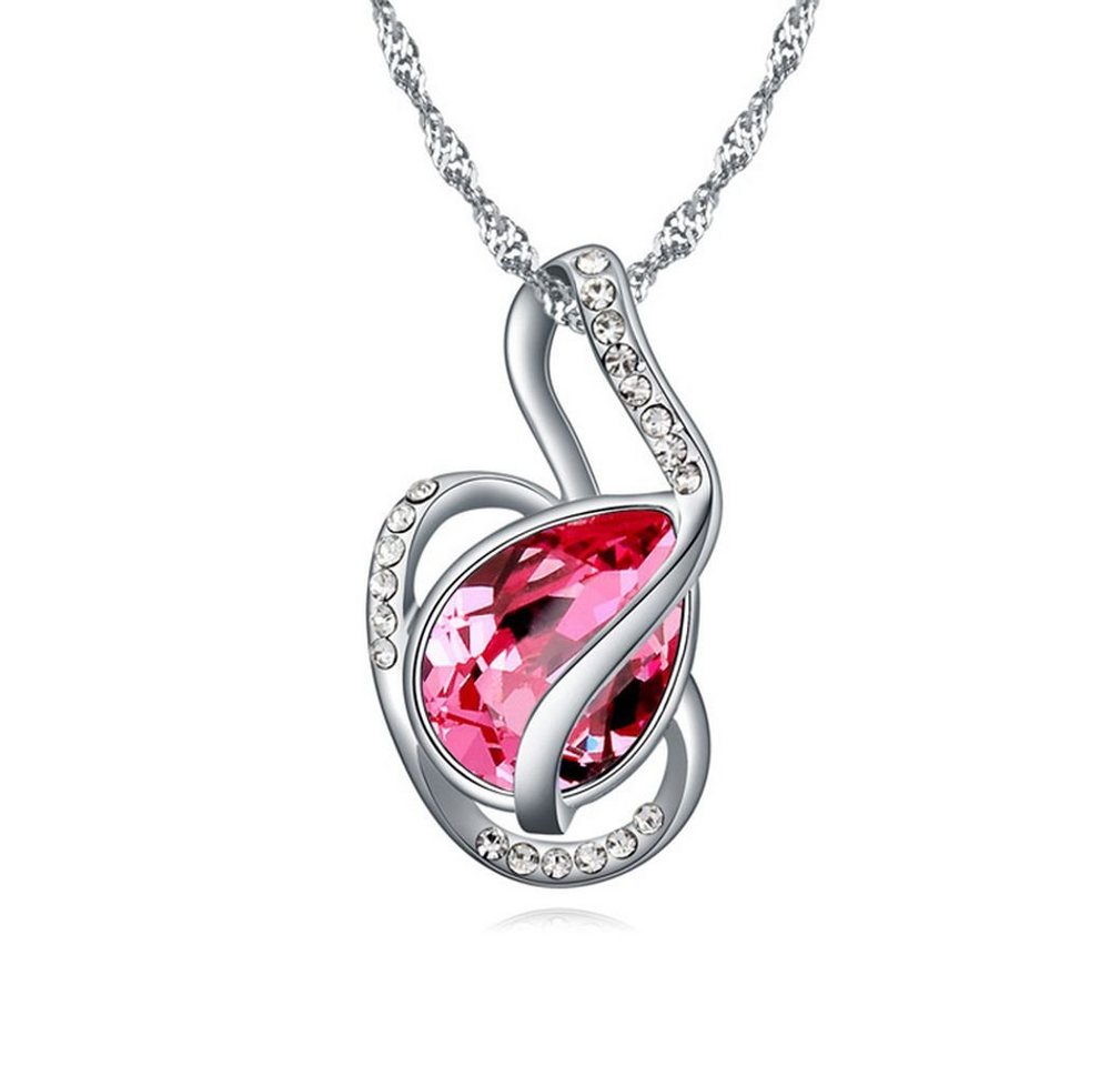 BUNGSA Ketten-Set Kette Teardrop rosa Silber aus Messing Damen (1-tlg), Halskette Necklace von BUNGSA