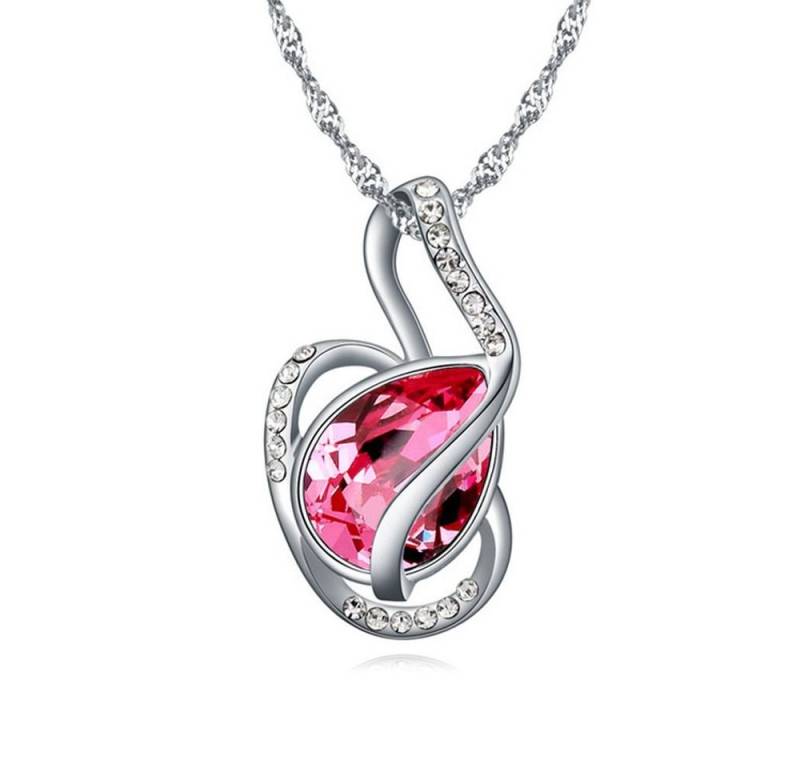 BUNGSA Ketten-Set Kette Teardrop rosa Silber aus Messing Damen (1-tlg), Halskette Necklace von BUNGSA