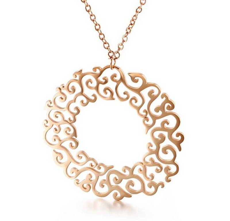 BUNGSA Kette mit Anhänger Kette florale Ranke 6cm Rosegold aus Edelstahl Damen (1-tlg), Halskette Necklace von BUNGSA