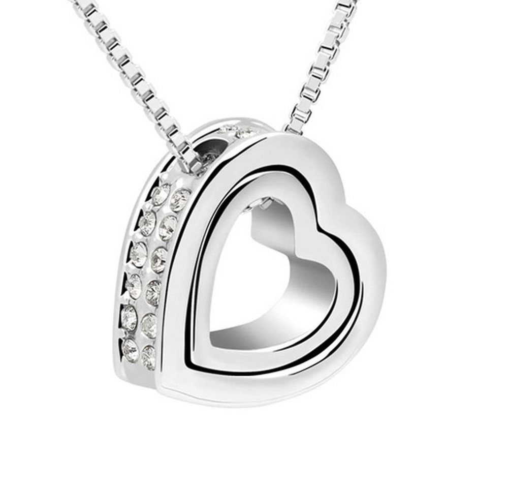 BUNGSA Ketten-Set Kette funkelndes Herz Silber aus Messing Damen (1-tlg), Halskette Necklace von BUNGSA