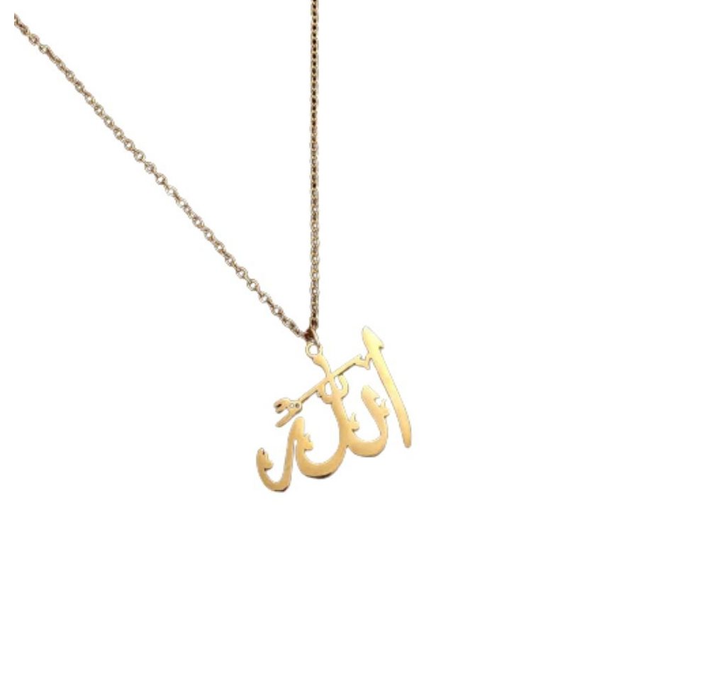 BUNGSA Ketten-Set Kette mit Allah-Schrift-Anhänger 45cm Silber oder Gold Edelstahl Unise BUNGSA Ketten-Set Kette mit Allah-Schrift-Anhänger 45cm Silber oder Gold Edelstahl Unise von BUNGSA