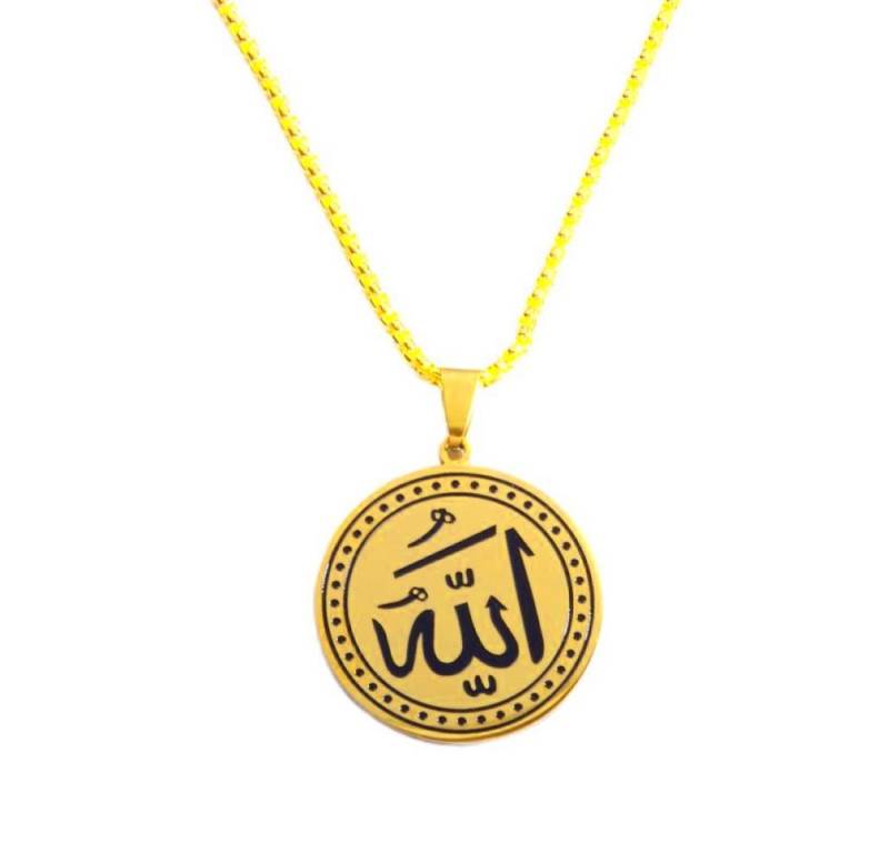 BUNGSA Ketten-Set Kette mit Amulett-Anhänger "Allah" 59cm Silber oder Gold Edelstahl von BUNGSA