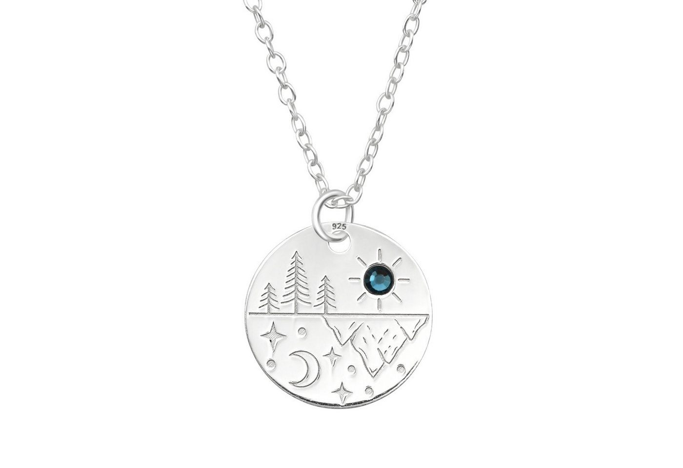BUNGSA Ketten-Set Kette mit Anhänger Tag/Nacht Natur mit Kristall aus 925 Silber Damen (1-tlg), Halskette Necklace von BUNGSA