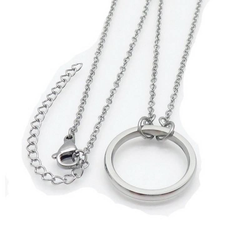 BUNGSA Kette mit Anhänger Kette mit Ring Silber aus Titan Damen (1-tlg), Halskette Necklace von BUNGSA