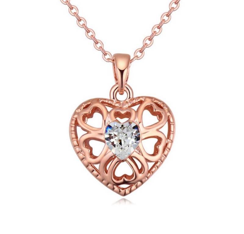 BUNGSA Ketten-Set Kette offenes Herz Rosegold aus Messing Damen (1-tlg), Halskette Necklace von BUNGSA