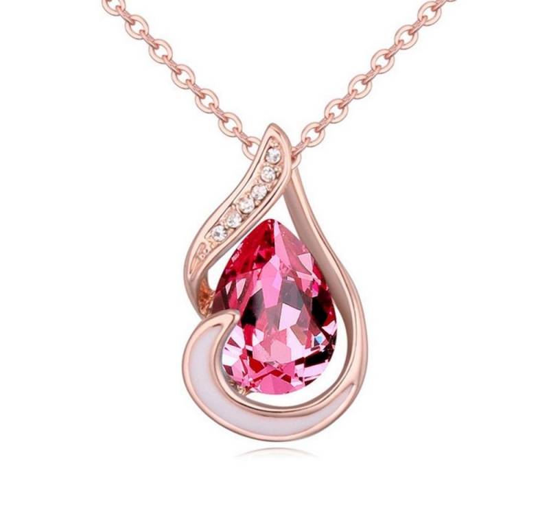 BUNGSA Ketten-Set Kette pinke Träne Rosegold aus Messing Damen (1-tlg), Halskette Necklace von BUNGSA