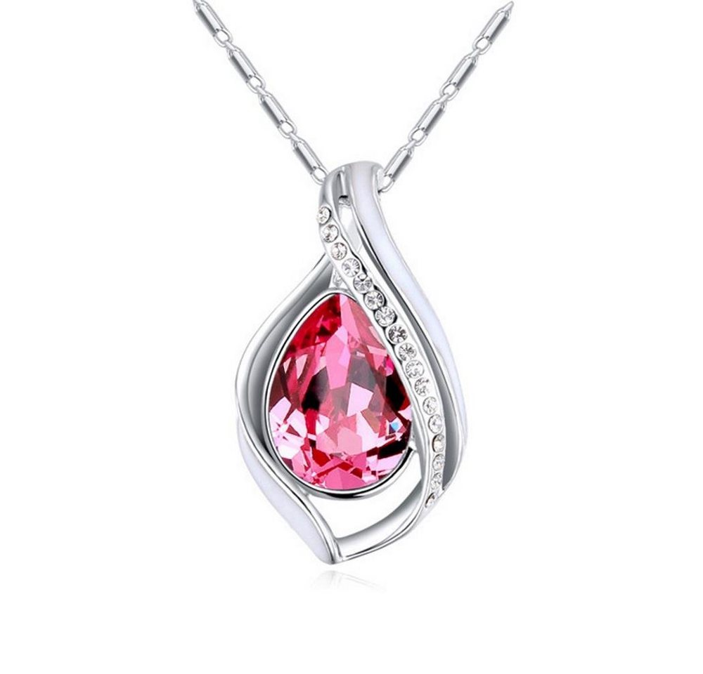 BUNGSA Ketten-Set Kette pinke Träne Silber aus Messing Damen (1-tlg), Halskette Necklace von BUNGSA
