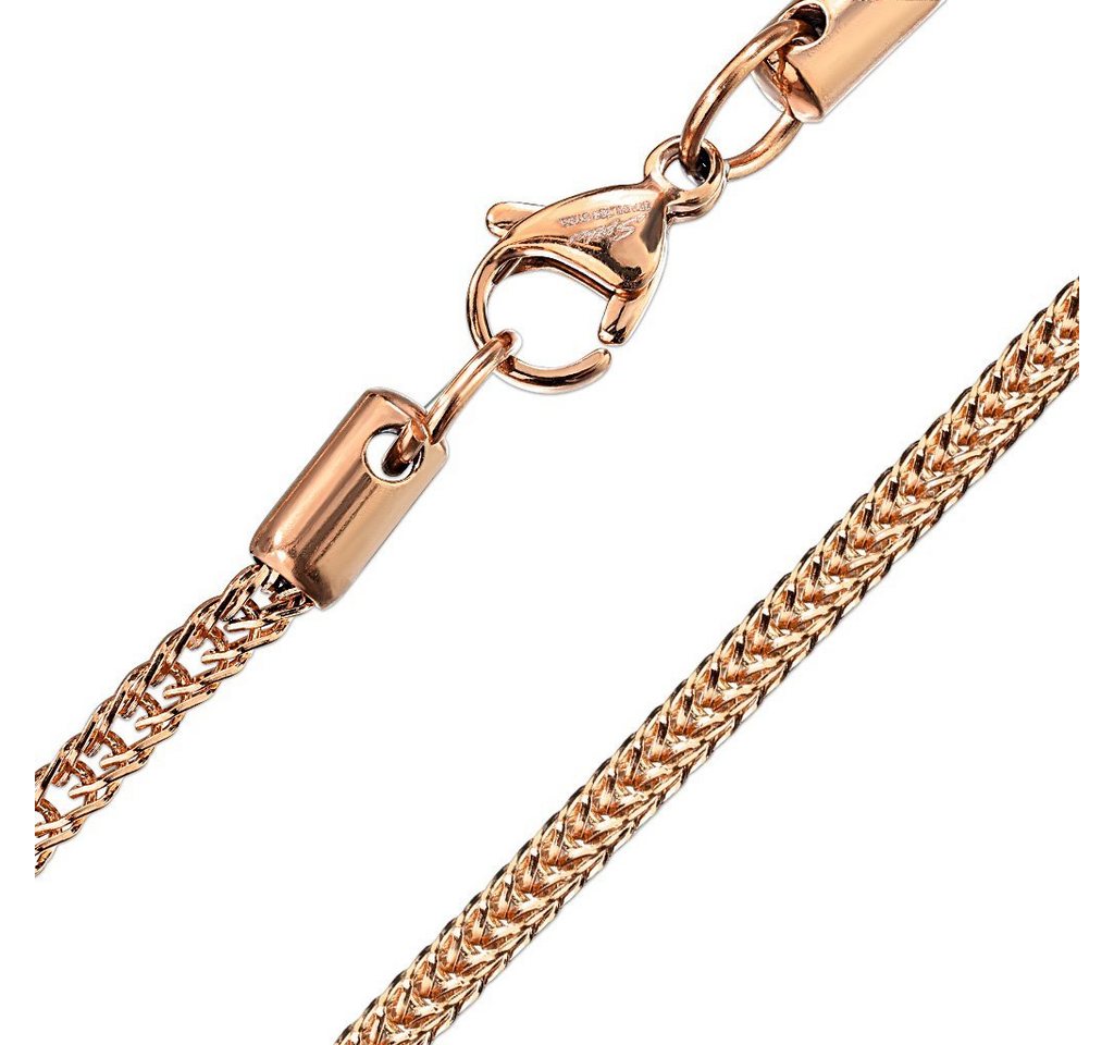 BUNGSA Ketten-Set Kette quadratische Weizenkette roségold aus Edelstahl Unisex (1-tlg), Halskette Necklace von BUNGSA