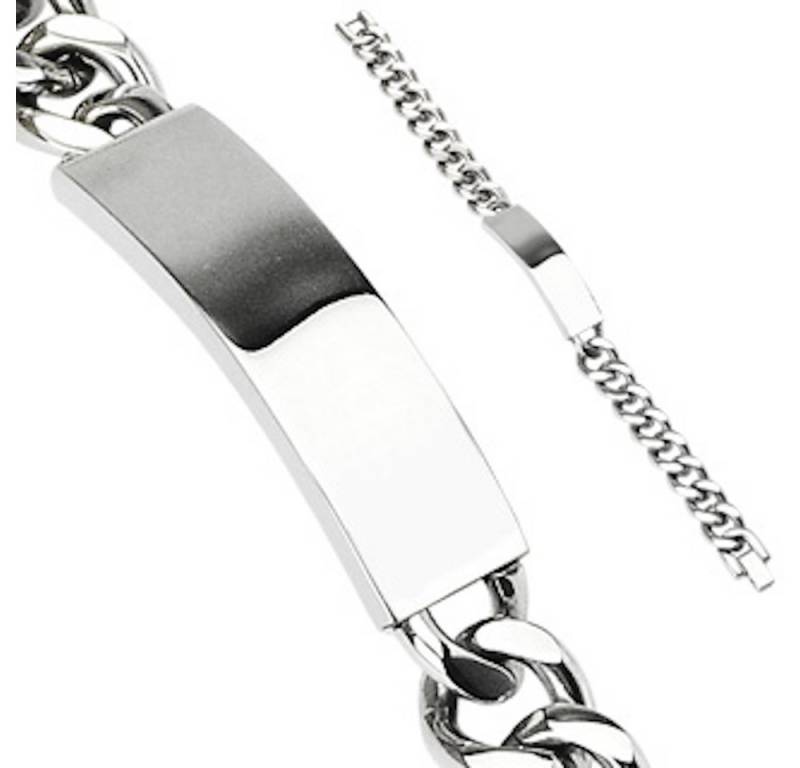 BUNGSA Königsarmband Armband massiv mit Gravurplatte Silber aus Edelstahl Herren (1 Armband, 1-tlg), Bracelet Armschmuck von BUNGSA
