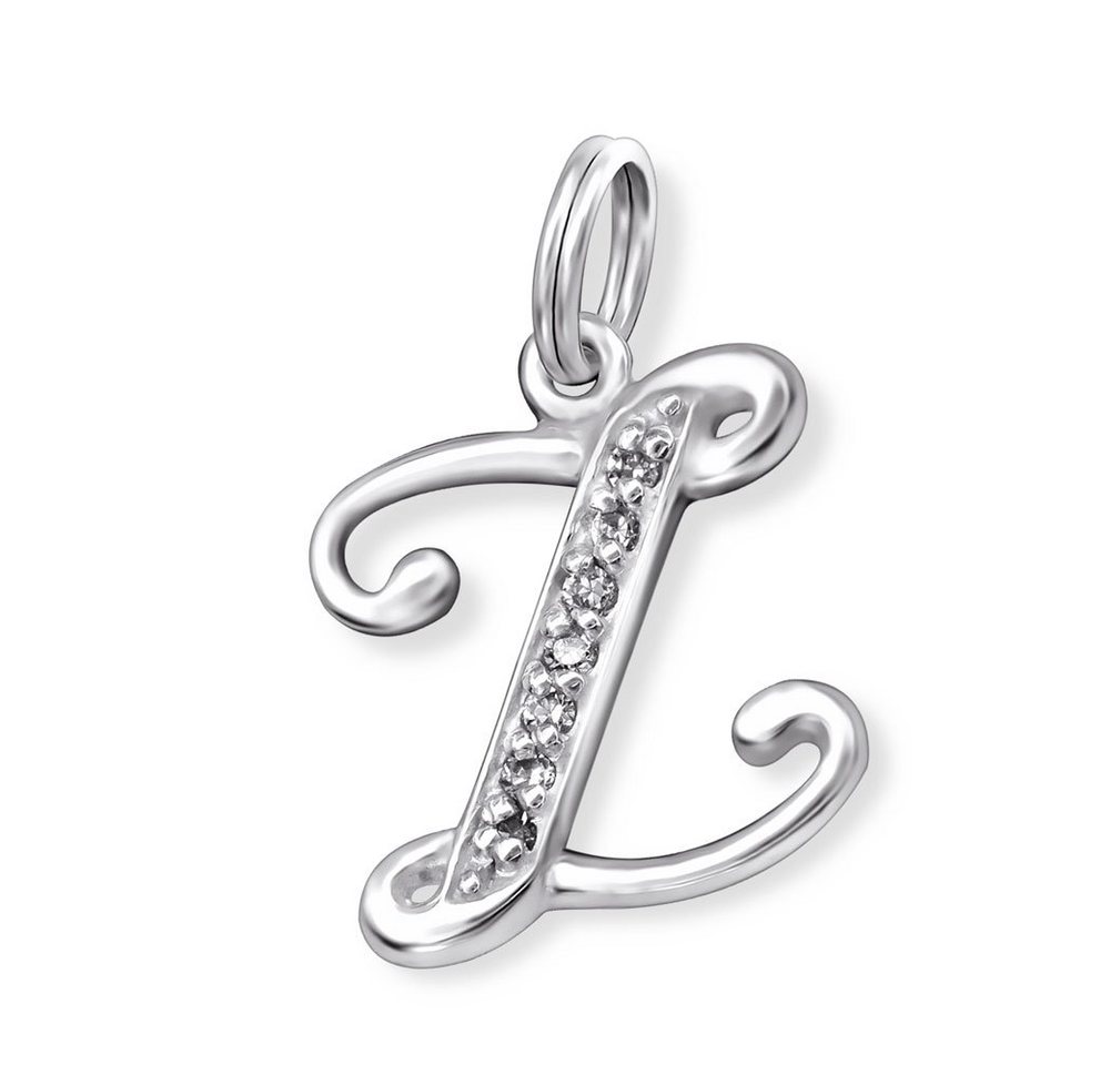BUNGSA Kristallanhänger Anhänger Buchstaben mit Kristall Silber aus 925 Silber Unisex (1-tlg), Pendant Halsketten von BUNGSA