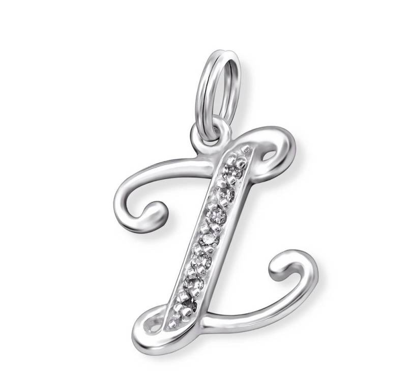 BUNGSA Kristallanhänger Anhänger Buchstaben mit Kristall Silber aus 925 Silber Unisex (1-tlg), Pendant Halsketten von BUNGSA