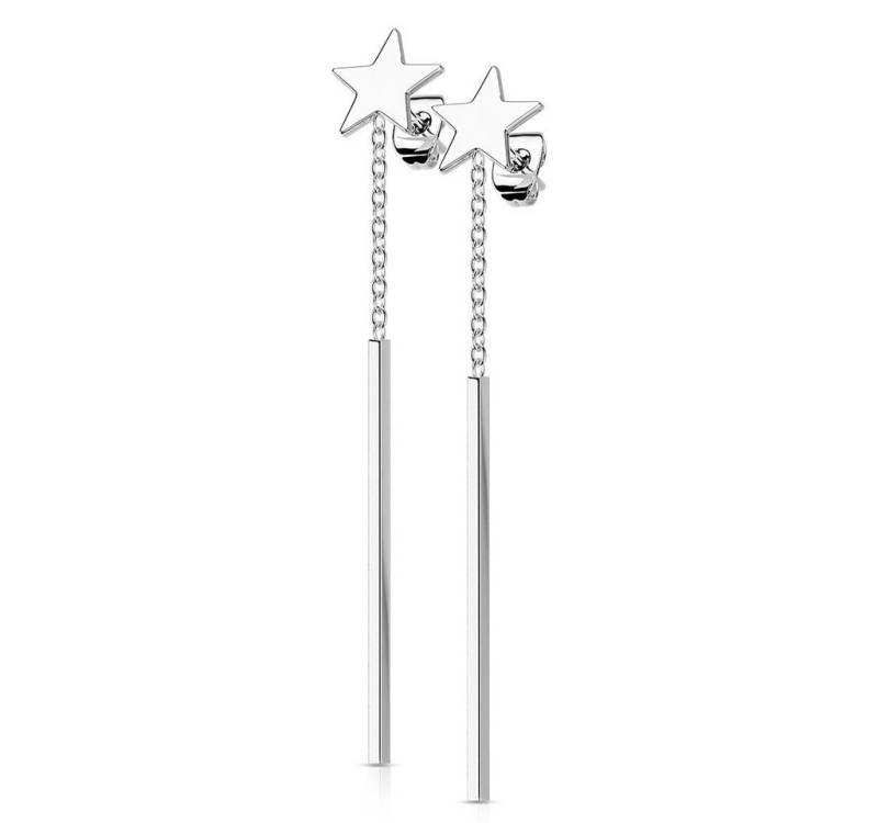 BUNGSA Ohrhänger-Set Ohrstecker Stern mit Stab-Anhänger silber aus Edelstahl Damen (1 Paar (2 Stück), 2-tlg), Ohrschmuck Ohrringe von BUNGSA