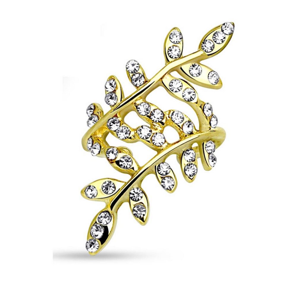 BUNGSA Ohrklemme Gold - Ohrklemme Kristallblätter Silber aus Messing Damen (1 Stück, 1-tlg), Ohrschmuck Ohrringe von BUNGSA