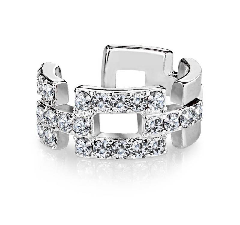 BUNGSA Ohrklemme Ohrklemme Kristalle Silber aus Messing Unisex (1 Stück, 1-tlg), Ohrschmuck Ohrringe von BUNGSA