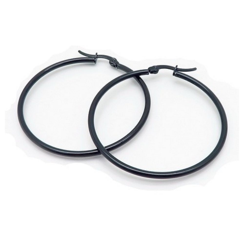 BUNGSA Ohrring-Set Creolen Basic 4,5cm schwarz aus Edelstahl Damen (1 Paar (2 Stück), 2-tlg), Ohrschmuck Ohrringe von BUNGSA