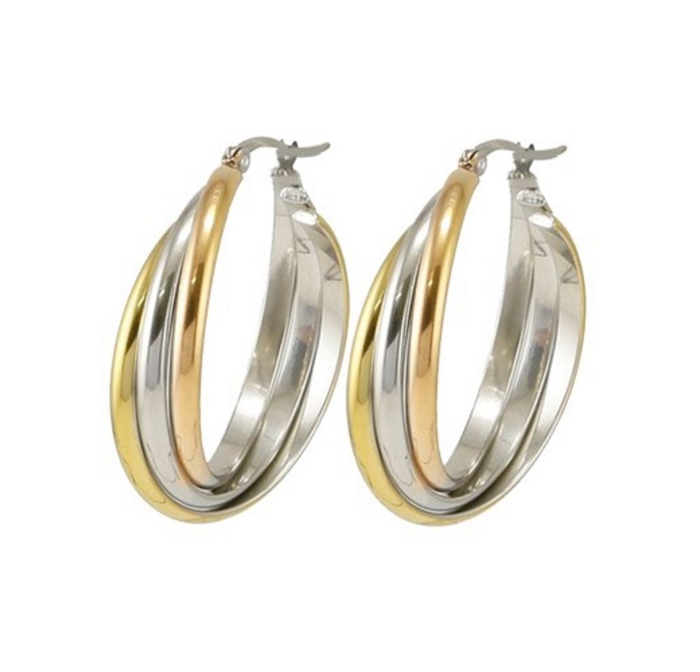 BUNGSA Ohrring-Set Creolen Boho Style Tricolor aus Edelstahl Damen (1 Paar (2 Stück), 2-tlg), Ohrschmuck Ohrringe von BUNGSA