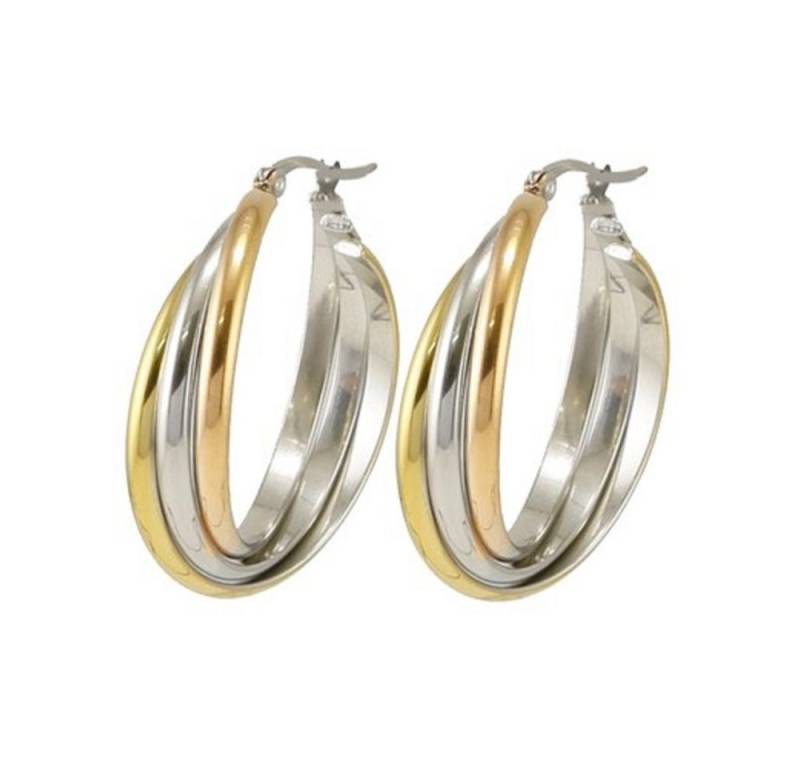 BUNGSA Ohrring-Set Creolen Boho Style Tricolor aus Edelstahl Damen (1 Paar (2 Stück), 2-tlg), Ohrschmuck Ohrringe von BUNGSA