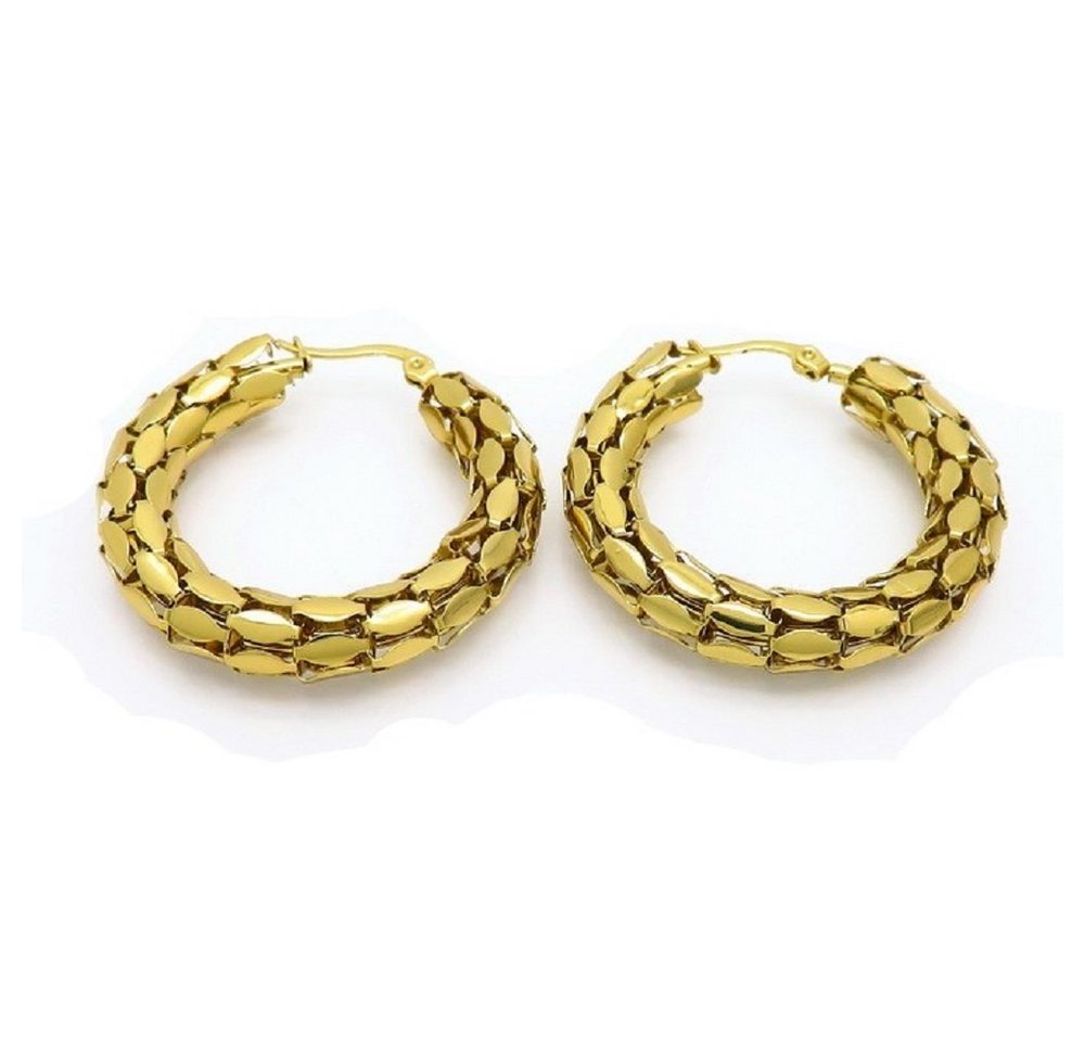 BUNGSA Ohrring-Set Creolen Boho Style breit gold aus Edelstahl Damen (1 Paar (2 Stück), 2-tlg), Ohrschmuck Ohrringe von BUNGSA