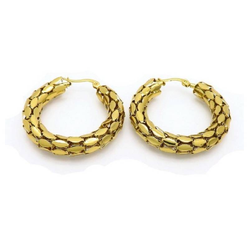 BUNGSA Ohrring-Set Creolen Boho Style breit gold aus Edelstahl Damen (1 Paar (2 Stück), 2-tlg), Ohrschmuck Ohrringe von BUNGSA