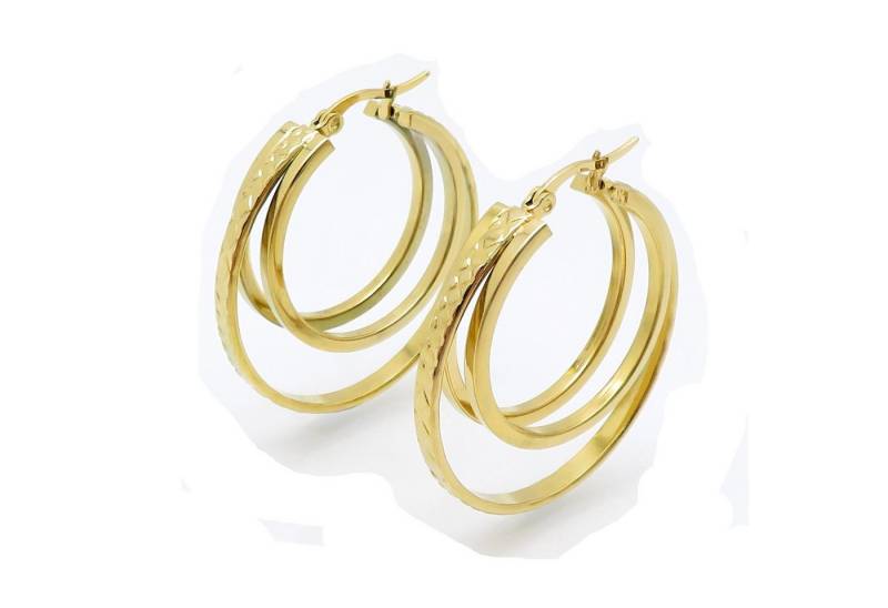 BUNGSA Ohrring-Set Creolen Boho Style mit Muster gold aus Edelstahl Damen (1 Paar (2 Stück), 2-tlg), Ohrschmuck Ohrringe von BUNGSA