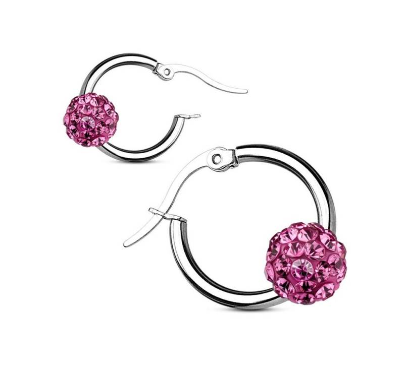 BUNGSA Ohrring-Set Creolen Ferido Kristall Silber aus Edelstahl Unisex pink (1 Paar (2 Stück), 2-tlg), Ohrschmuck Ohrringe von BUNGSA