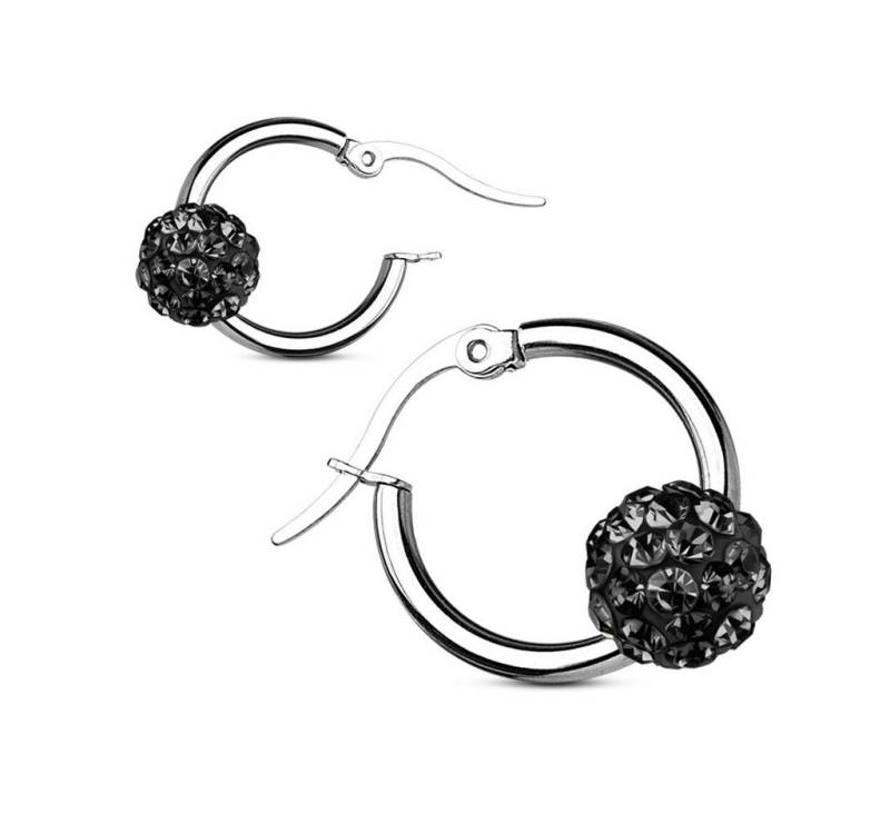 BUNGSA Ohrring-Set Creolen Ferido Kristall Silber aus Edelstahl Unisex schwarz (1 Paar (2 Stück), 2-tlg), Ohrschmuck Ohrringe von BUNGSA
