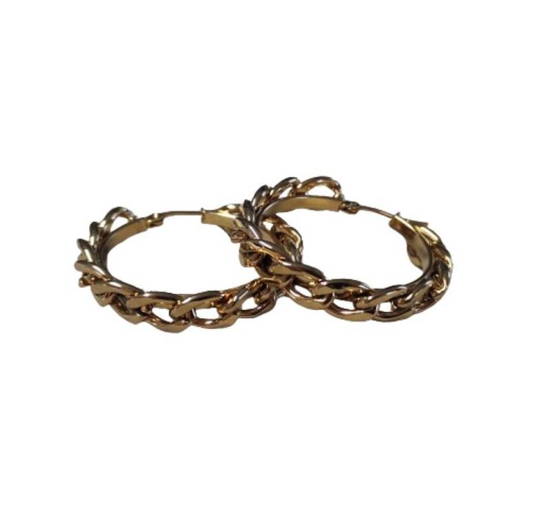 BUNGSA Ohrring-Set Creolen Kettendesign gold aus Edelstahl Damen (1 Paar (2 Stück), 2-tlg), Ohrschmuck Ohrringe von BUNGSA