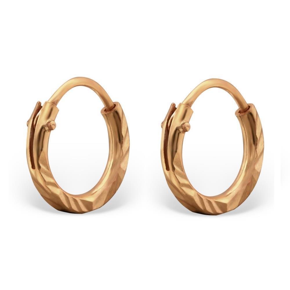 BUNGSA Ohrring-Set Creolen mit Diamantschliff aus 925 Rosegold Damen (1 Paar (2 Stück), 2-tlg), Ohrschmuck Ohrringe von BUNGSA