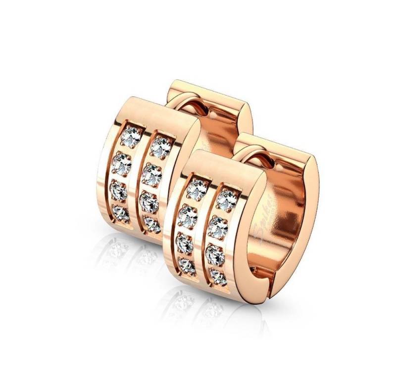 BUNGSA Ohrring-Set Creolen mit Zirkonia Rosegold aus Edelstahl Damen (1 Paar (2 Stück), 2-tlg), Ohrschmuck Ohrringe von BUNGSA