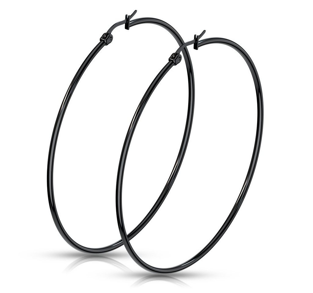 BUNGSA Ohrring-Set Creolen schmal 70mm schwarz aus Edelstahl Damen (1 Paar (2 Stück), 2-tlg), Ohrschmuck Ohrringe von BUNGSA