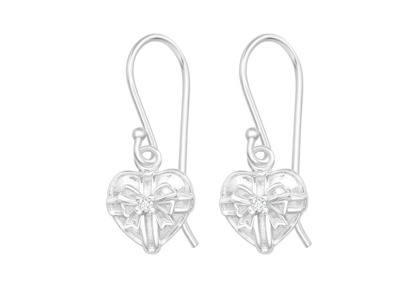 BUNGSA Ohrring-Set Ohrhänger Herz mit Kristallen aus 925 Silber Damen (1 Paar (2 Stück), 2-tlg), Ohrschmuck Ohrringe von BUNGSA